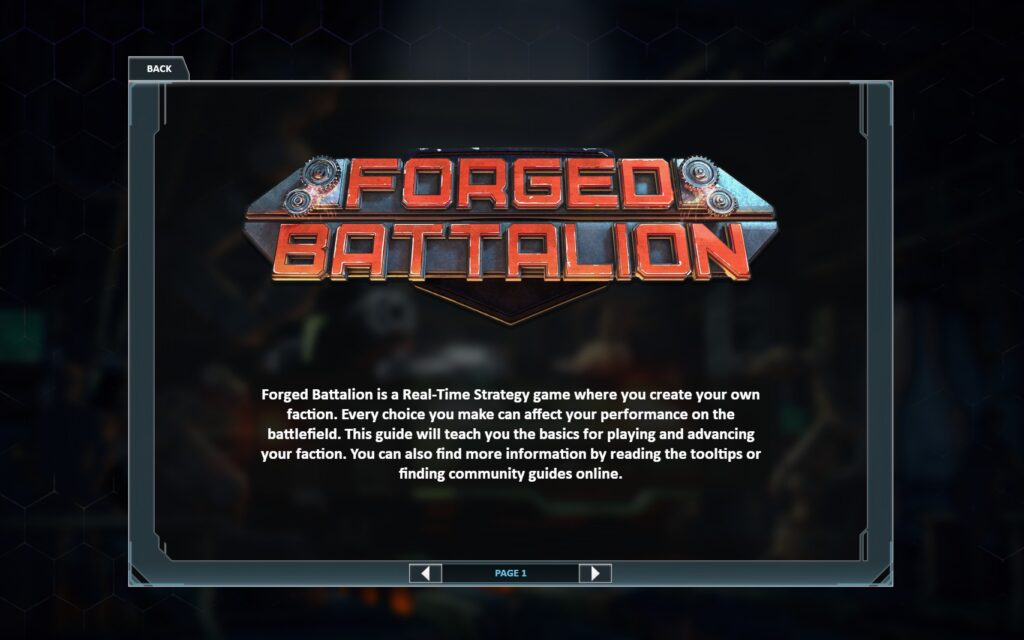 The introduction to the game's tutorial.