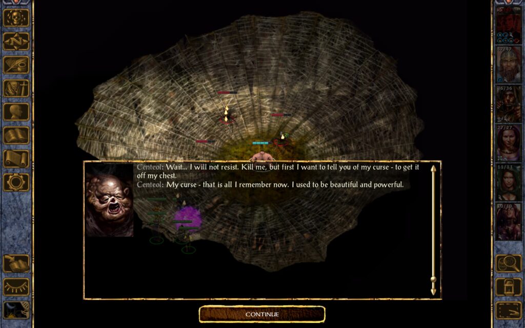 Centeol: Wait... I will not resist. Kill me, but first I want to tell you of my curse - to get it off my chest.