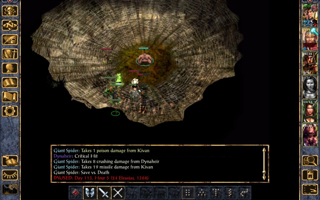 Breagar is trapped in the webs.