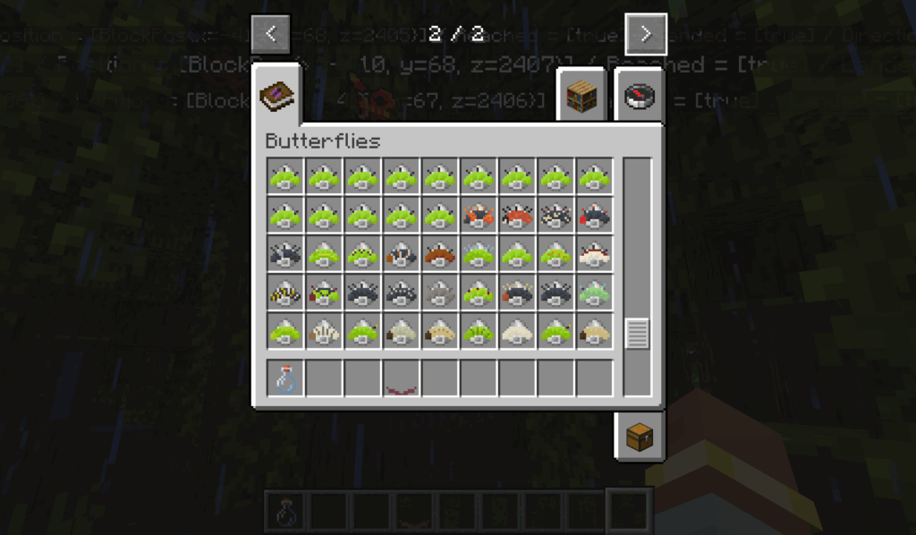 The caterpillar spawn eggs in-game.
