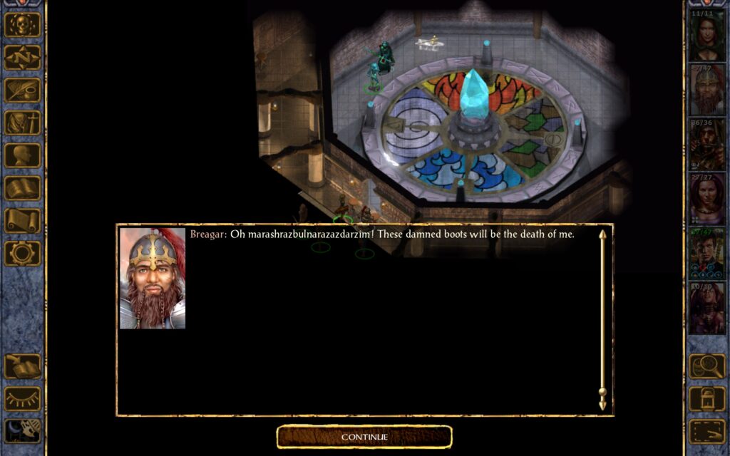 Breagar: Oh marashrazbulnarazazdarzim! These damned boots will be the death of me.
