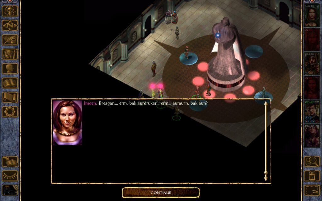 Imoen: Breagar... erm, bak aurdrukar... erm... auraurn, bak aun?