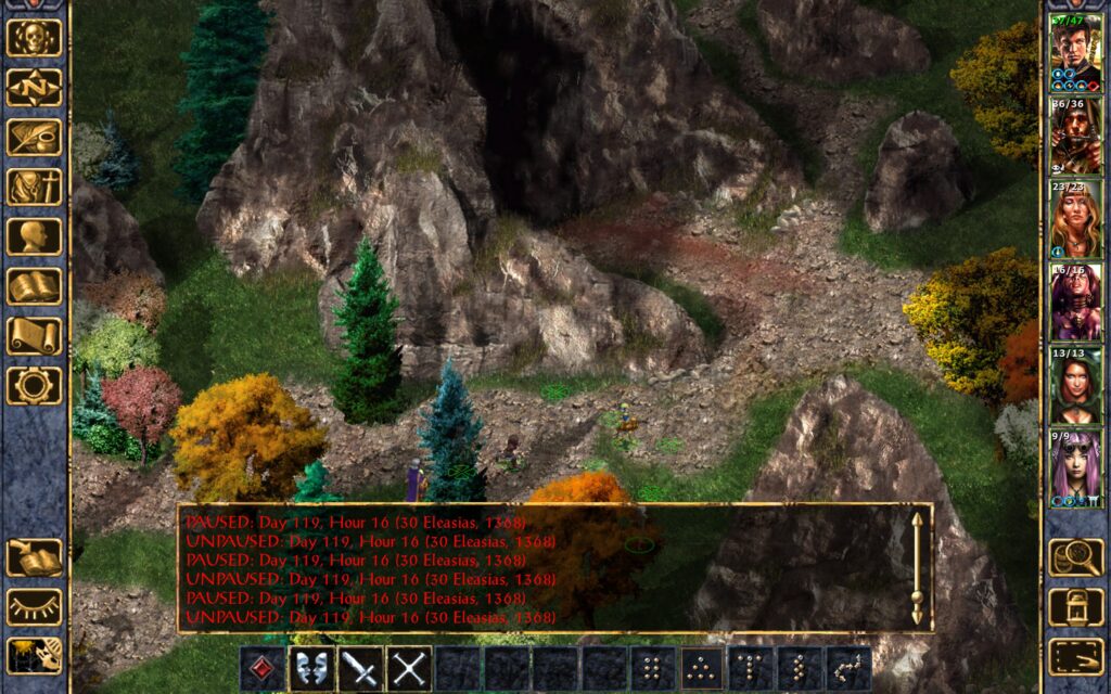 The Wyvern's Cave, with a trail of blood leading to it.