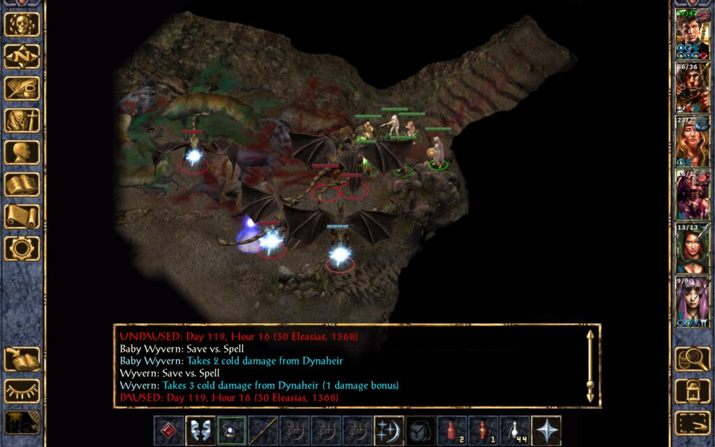 Sharp snowballs hurtle toward the wyverns.