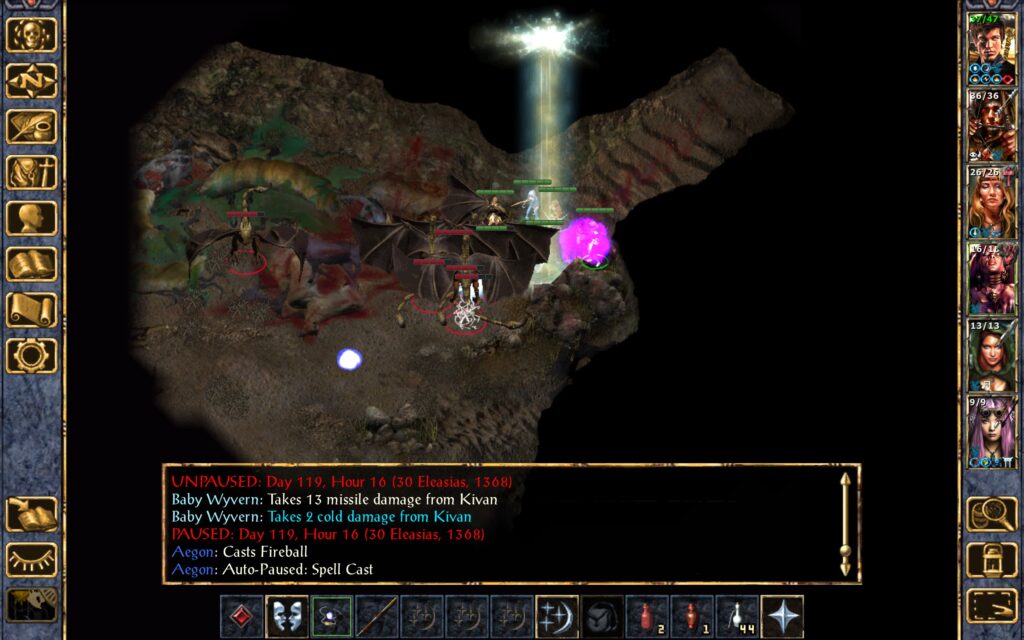 Fire and ice launched at the wyverns.