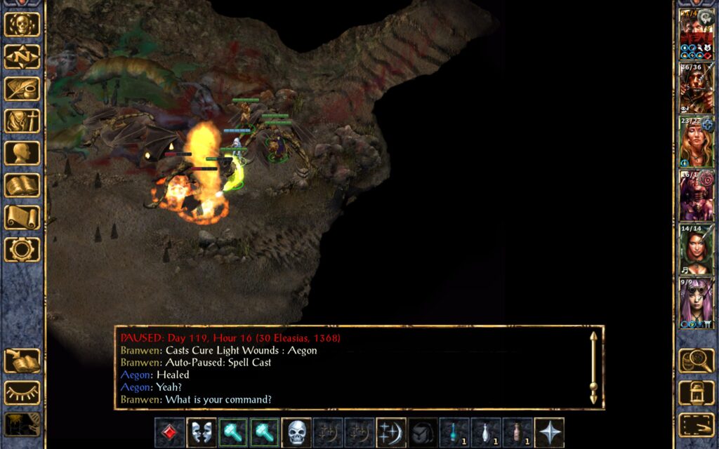 Aegon hits the wyverns with a Flame Strike.