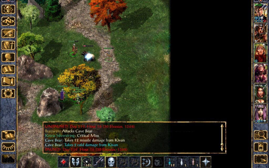 The Troupe fight a cave bear.