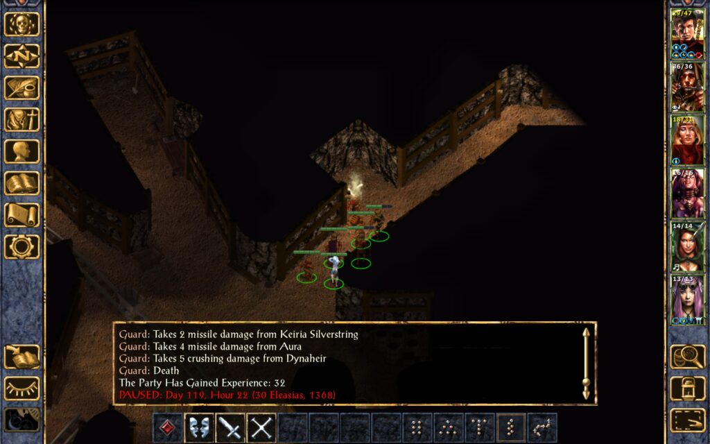 The guard is killed by Dynaheir.