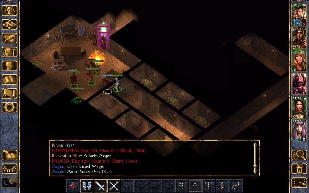 Aegon attempts to dispel the mage's protective spells.