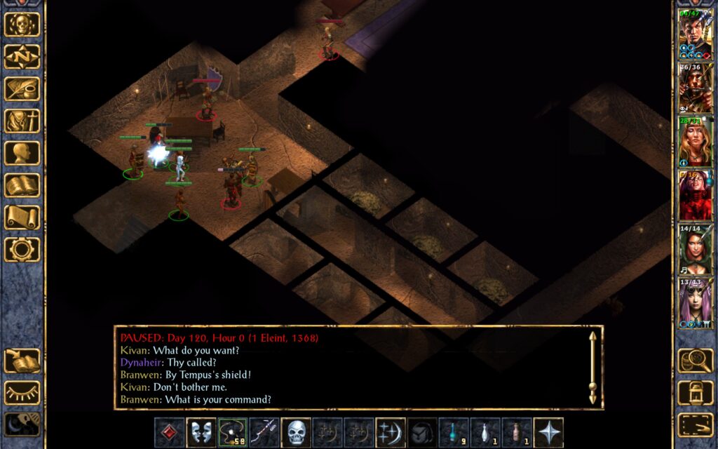 Dynaheir is wounded by an arrow.