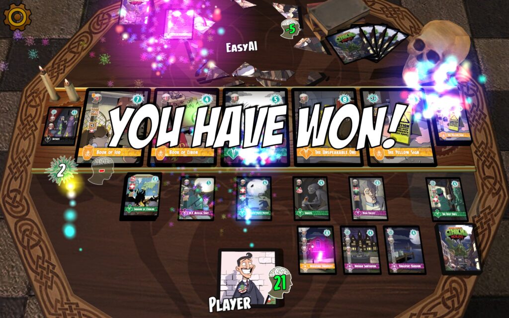 Winning a game against the easy AI.