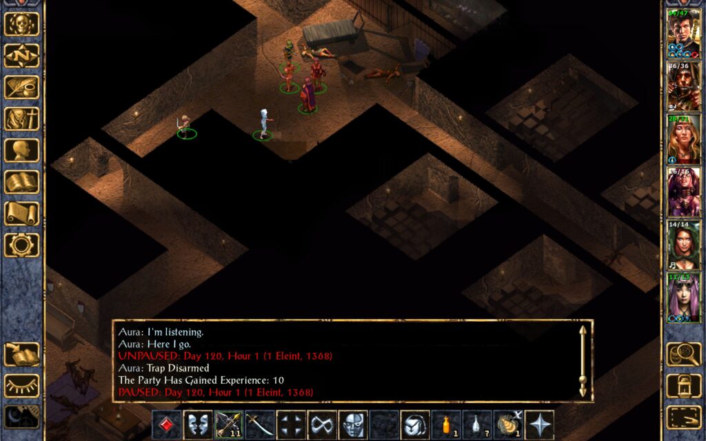 Aura disarms the trap.