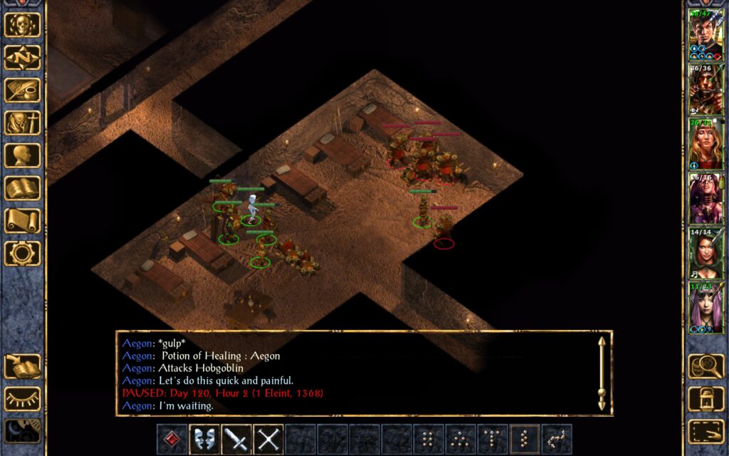 Aegon drinks a Potion of Healing.