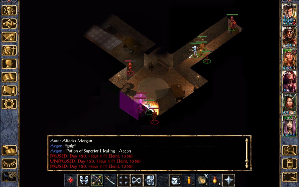 Aegon heals himself with a potion.