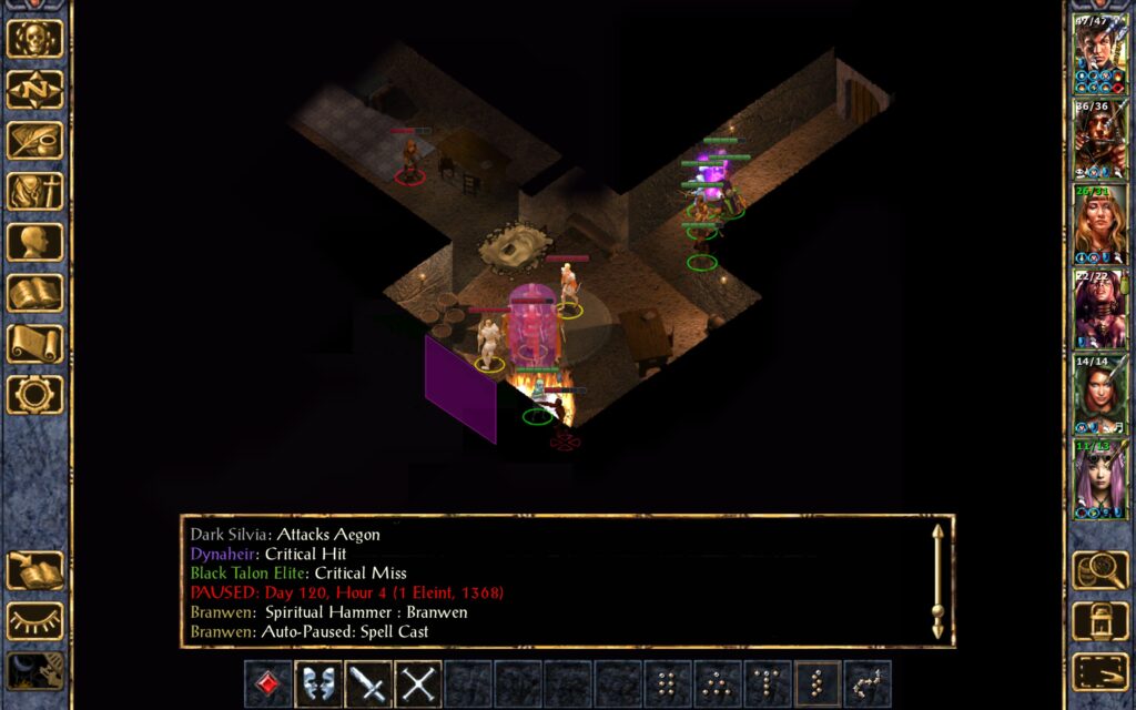 Branwen conjures a Spiritual Hammer.