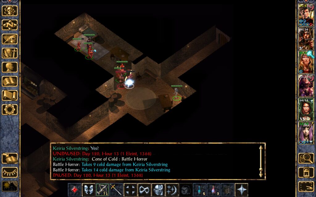 Kieria hurts one of the Battle Horrors with her wand.