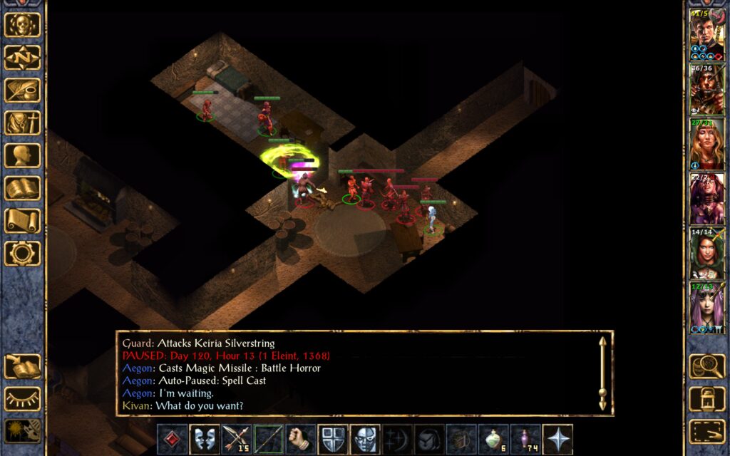 Aegon fires some Magic Missiles at the battle horror.