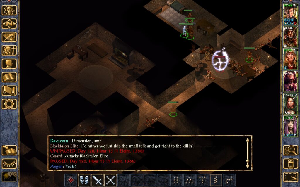 Davaeorn teleports into the middle of the Troupe.