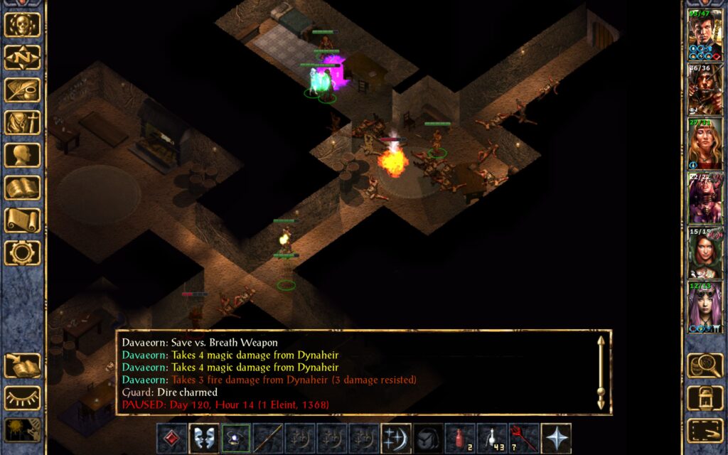 Dynaheir draws first blood on Davaeorn.