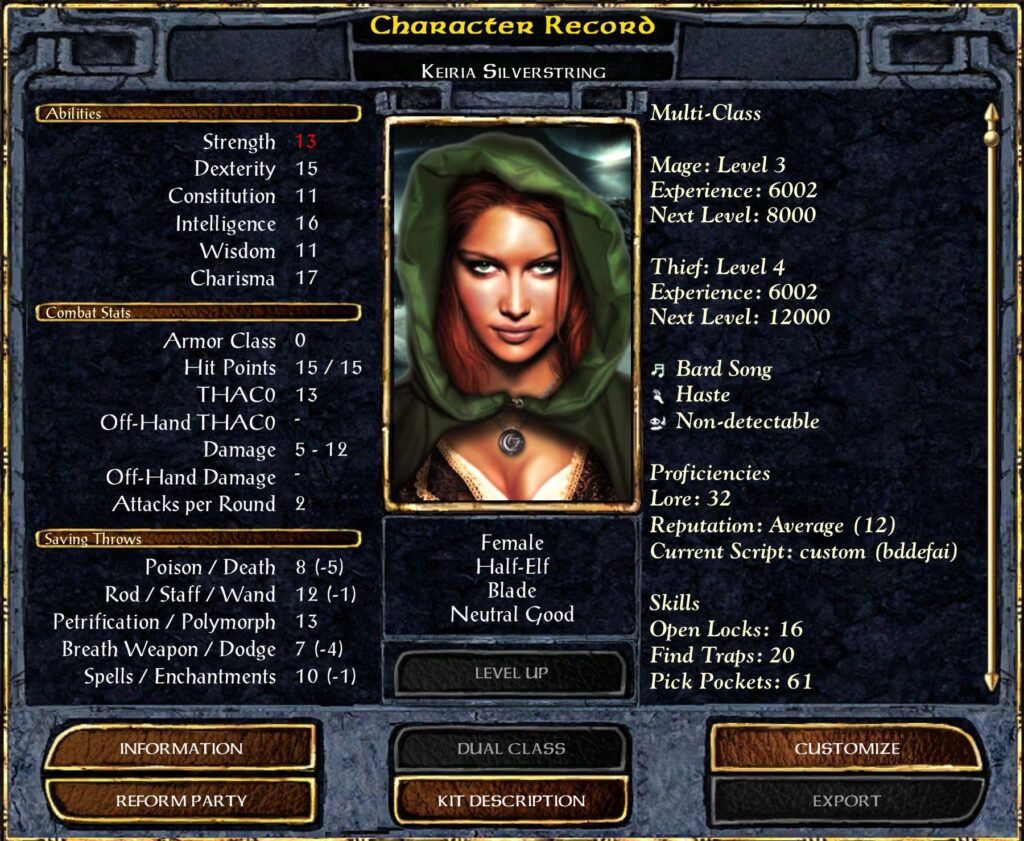 Kieria levels up as a thief.