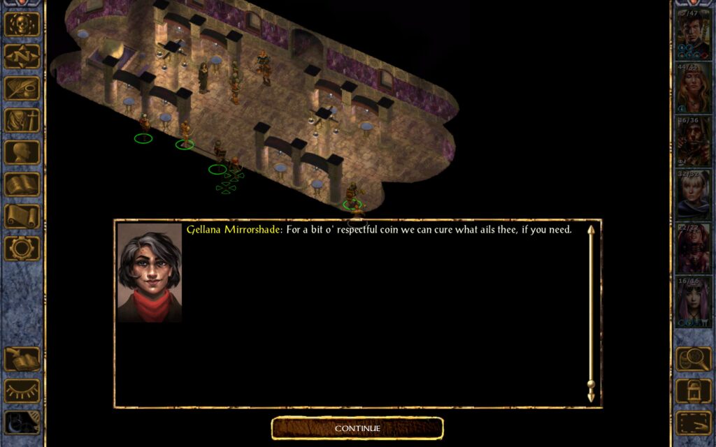 Gellana Mirrorshade: For a bit o' respectful coin we can cure what ails thee, if you need.