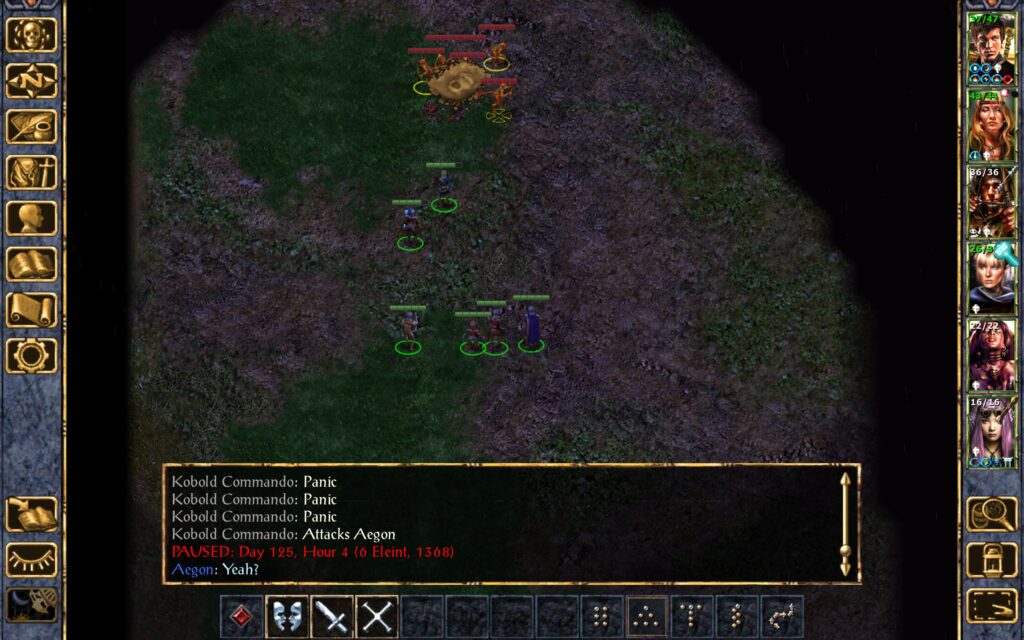 Aegon casts Horror against a group of kobold archers.