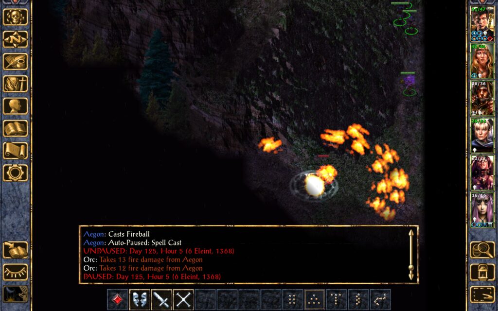 Aegon hits the orc with a Fireball.