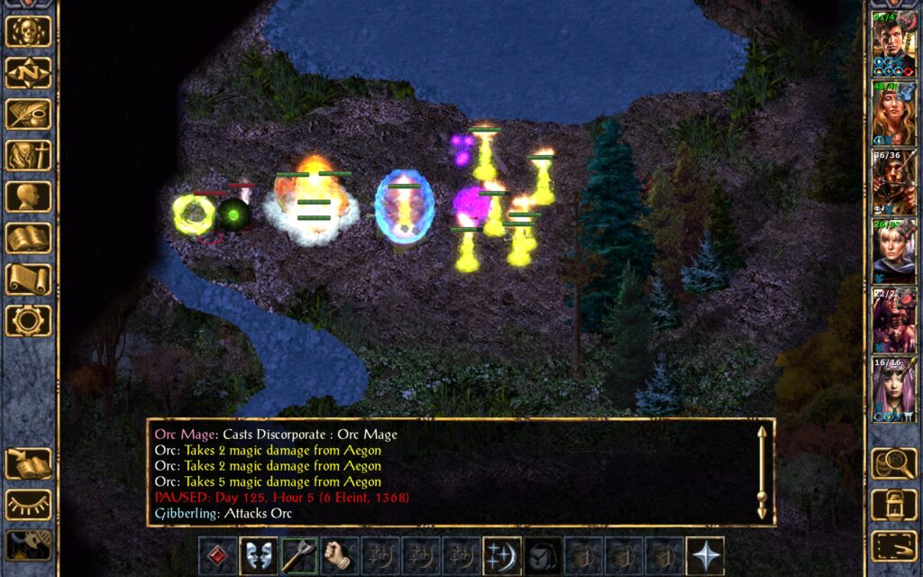 Aegon casts Magic Missiles and his orc mage casts Discorporate.
