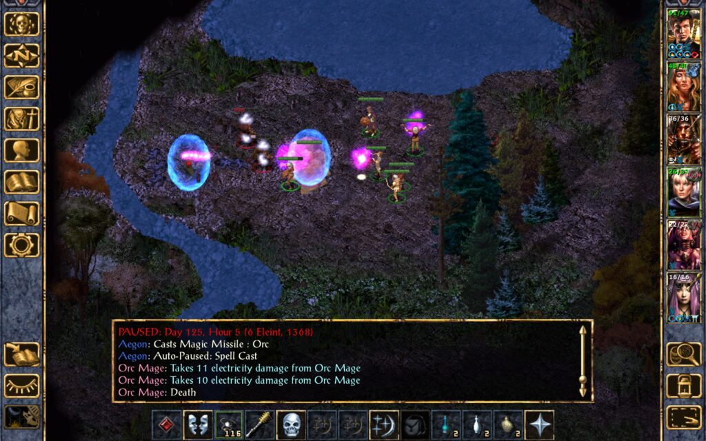 The orc mage casts Chain Lightning and kills the enemy mage.