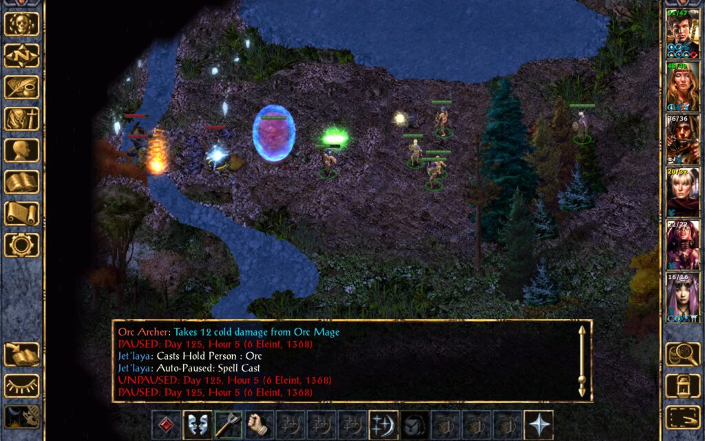 The orc mage evokes an Ice Storm.