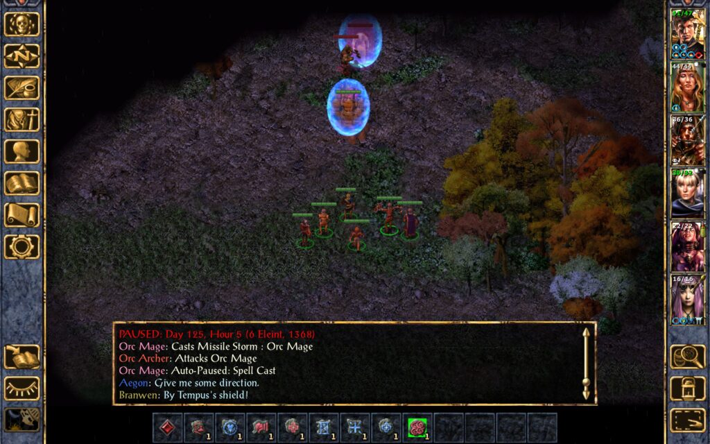 The orc mage casts Missile Storm.