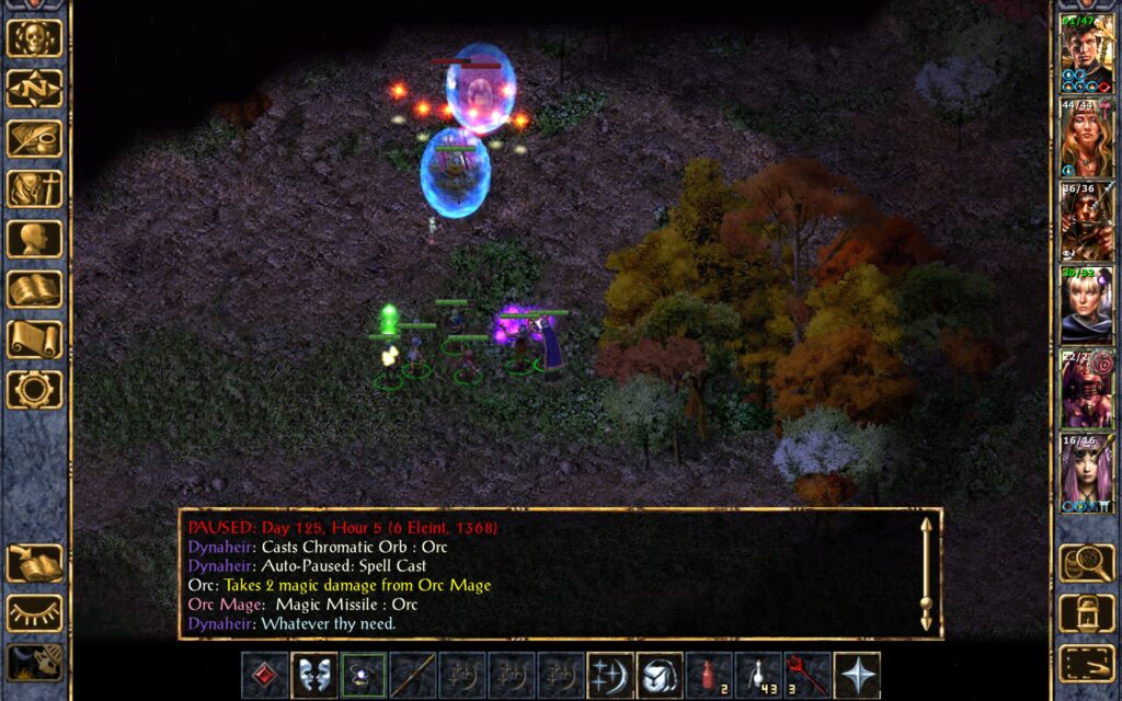 Dynaheir casts Chromatic Orb.