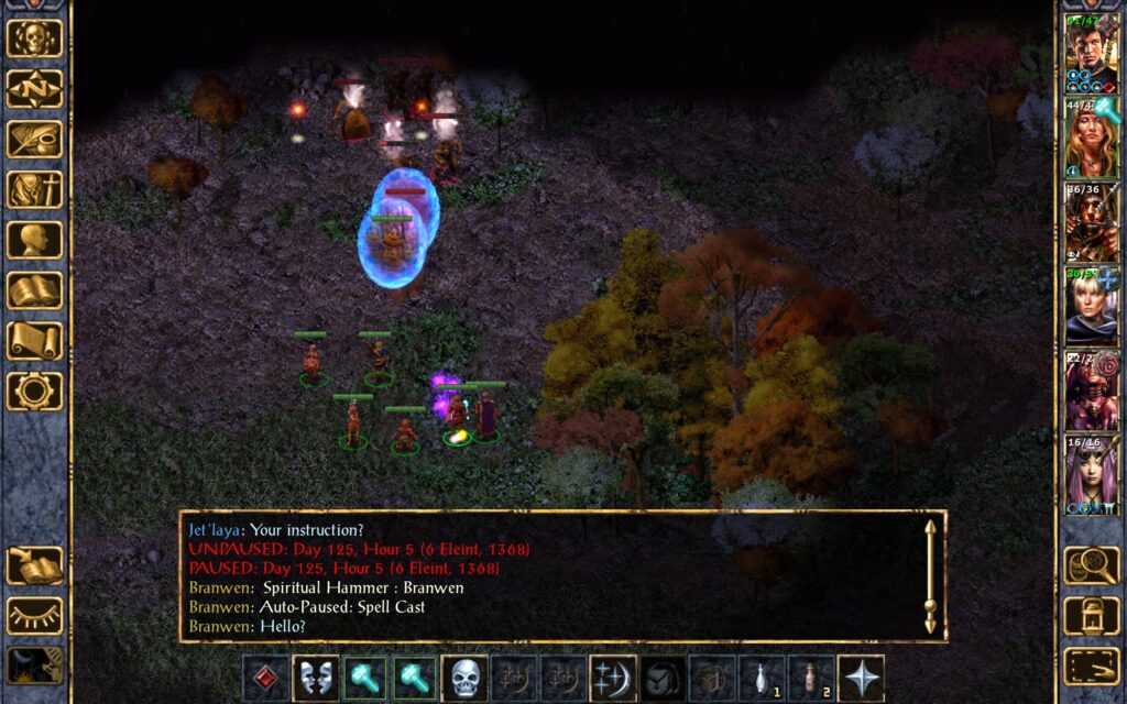 Branwen casts Spiritual Hammer.