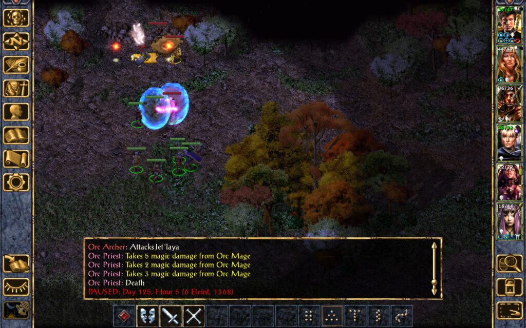 An orc priest is killed and an archer flees the battle.