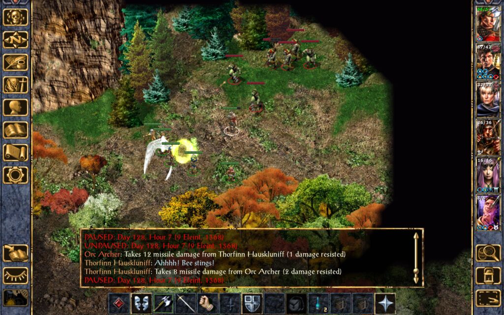 Thorfinn and the orcs trade blows.