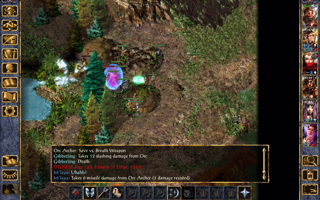 The orc mage uses Cone of Cold on the other orcs.