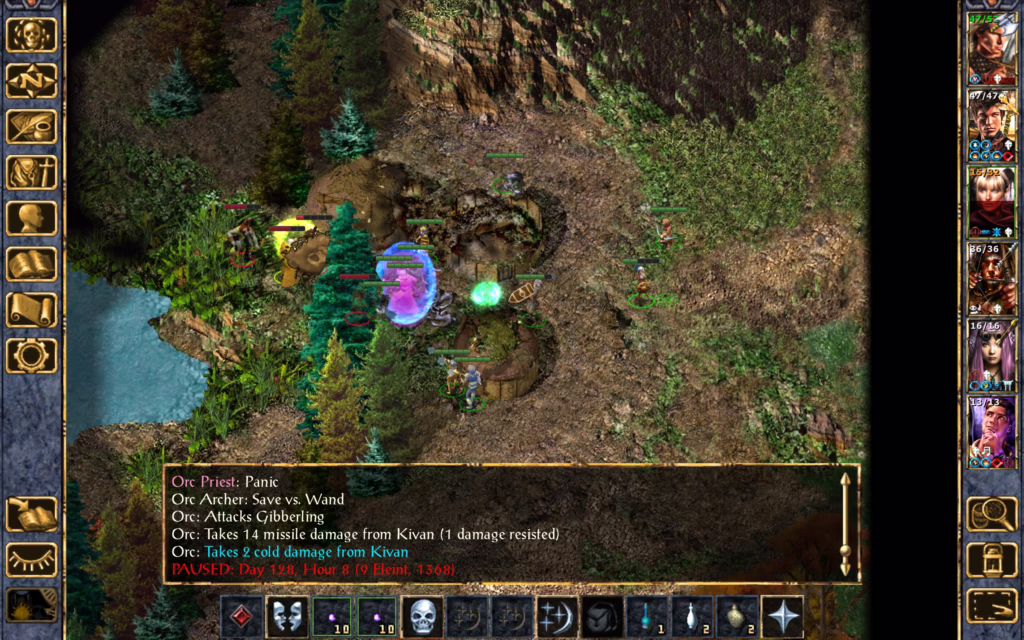 Garrick uses his Wand of Fear and the orc priest runs away.