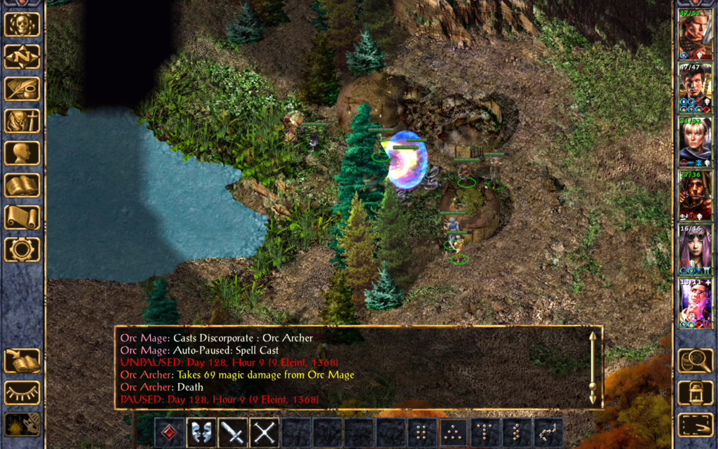 The orc mage removes the archer's soul from its body.