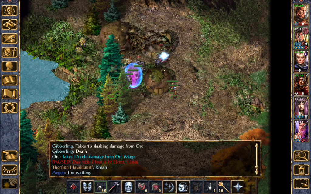 The orc mage casts Ice Lance.