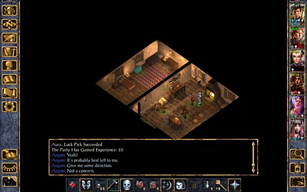 Aura picks a locked chest.