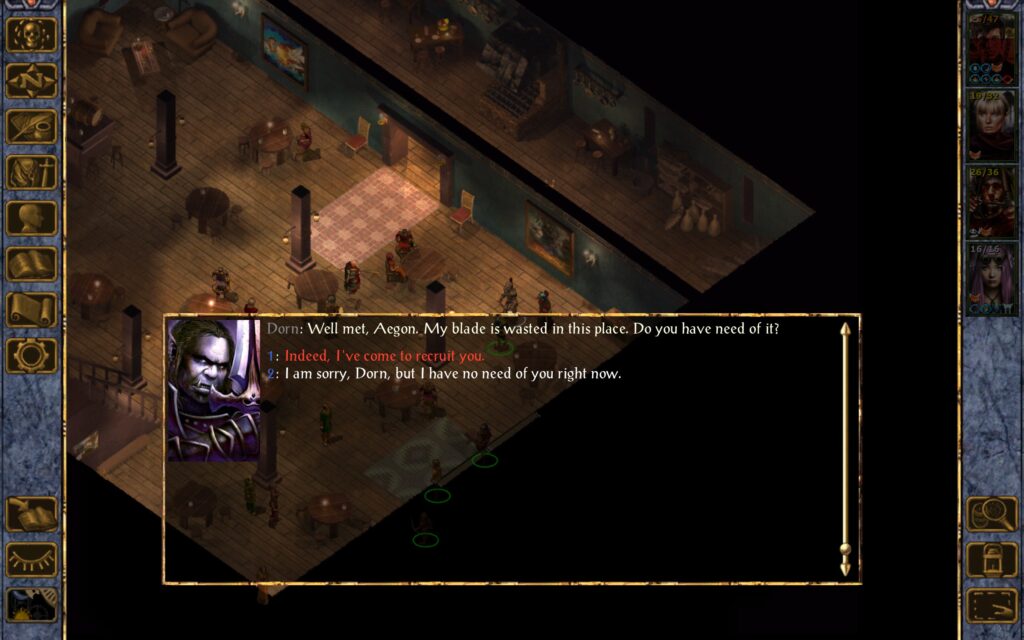 Dorn: Well met, Aegon. My blade is wasted in this place. Do you have need of it?