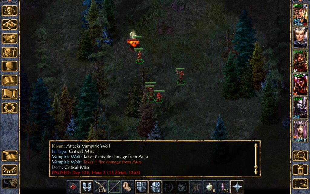 The Troupe is attacked by a vampiric wolf.