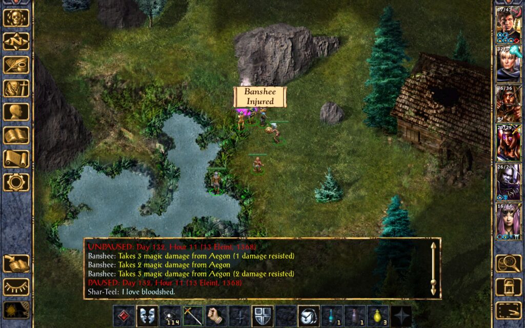 Aegon launches Magic Missiles at the banshee.