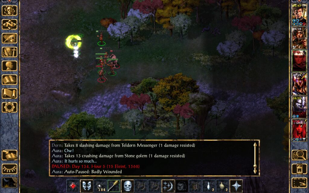 Aura is badly wounded by the golem.