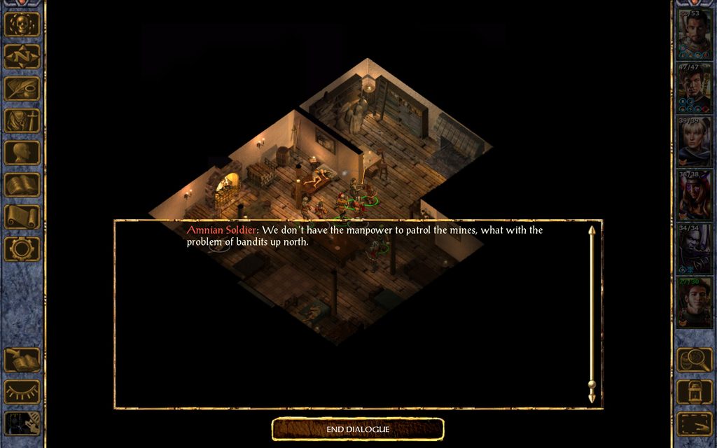 Amnian Soldier: We don't have the manpower to patrol the mines, what with the problem of bandits up north.